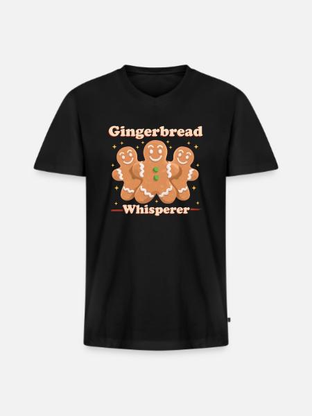 Lebkuchen Lebkuchenmann Lebkuchenmänner Geschenk - Männer Premium Bio T-Shirt mit V-Ausschnitt - Schwarz