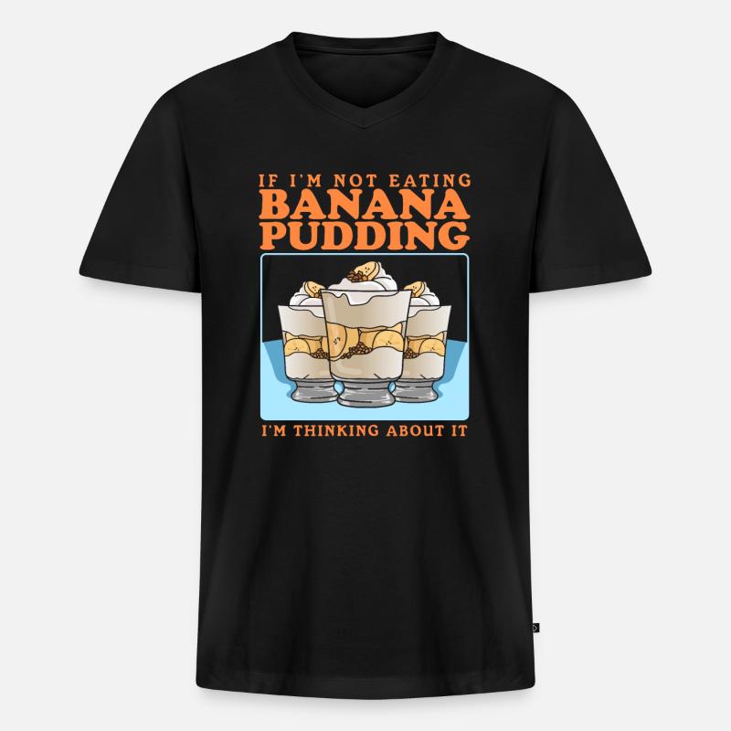 Bananenpudding Bananen-Pudding Geschenk - Männer Premium Bio T-Shirt mit V-Ausschnitt - Schwarz
