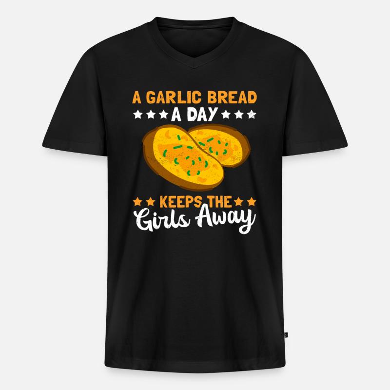 Knoblauchbrot Knoblauch Brot Geschenk - Männer Premium Bio T-Shirt mit V-Ausschnitt - Schwarz