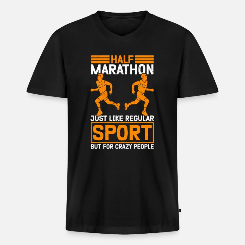 Halbmarathon Läufer Halb-Marathon Geschenk - Männer Premium Bio T-Shirt mit V-Ausschnitt - Schwarz