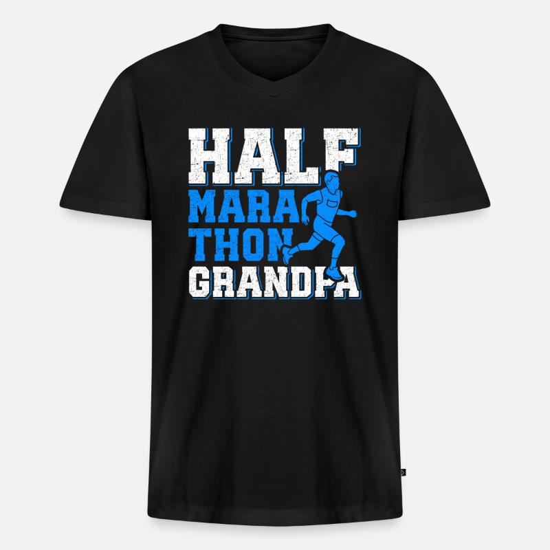 Halbmarathon Opa Halb-Marathon Geschenk - Männer Premium Bio T-Shirt mit V-Ausschnitt - Schwarz