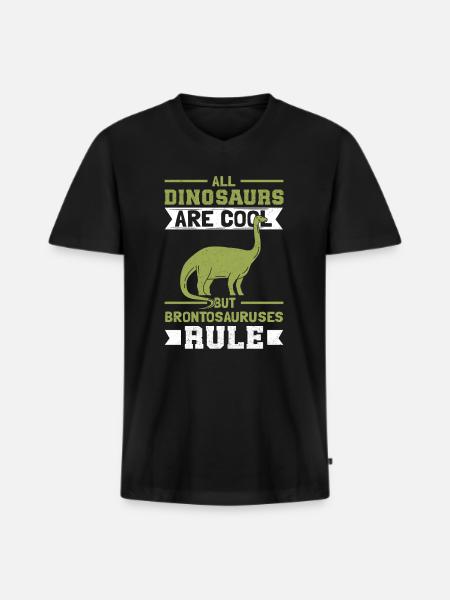 Brontosaurus Dinosaurier Geschenk - Männer Premium Bio T-Shirt mit V-Ausschnitt - Schwarz