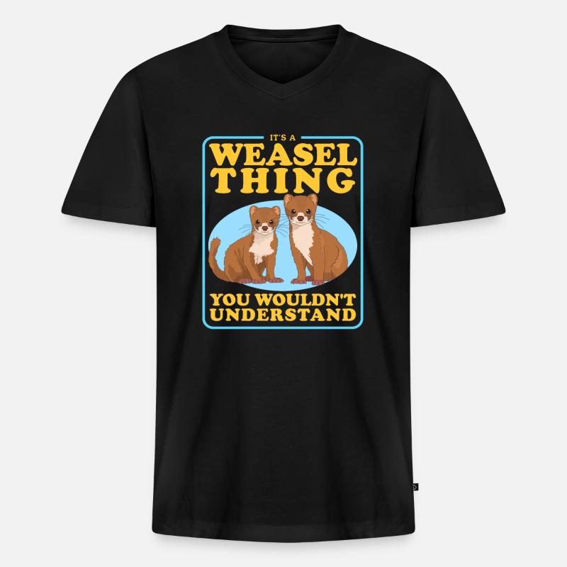 Wiesel Mauswiesel Zwergwiesel Geschenk - Männer Premium Bio T-Shirt mit V-Ausschnitt - Schwarz