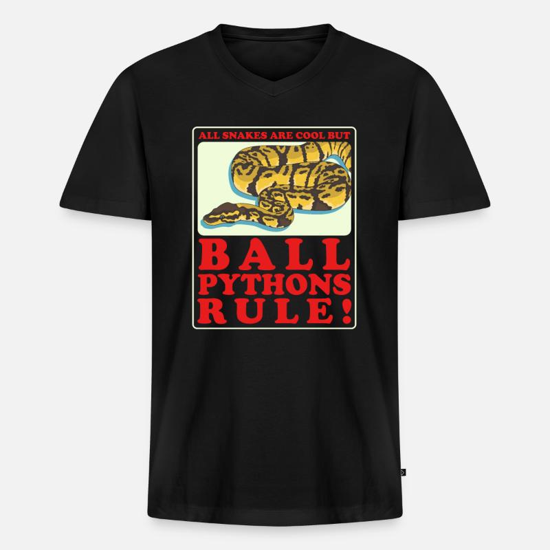 Roi Python Python Serpent Cadeau - T-shirt encolure en V Premium bio Homme - noir