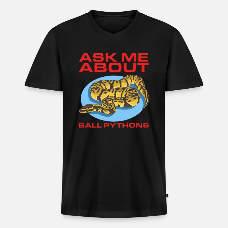 Königspython Python Schlange Geschenke - Männer Premium Bio T-Shirt mit V-Ausschnitt - Schwarz