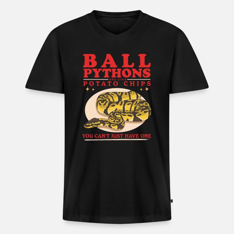 Roi Python Python Serpent Cadeaux - T-shirt encolure en V Premium bio Homme - noir