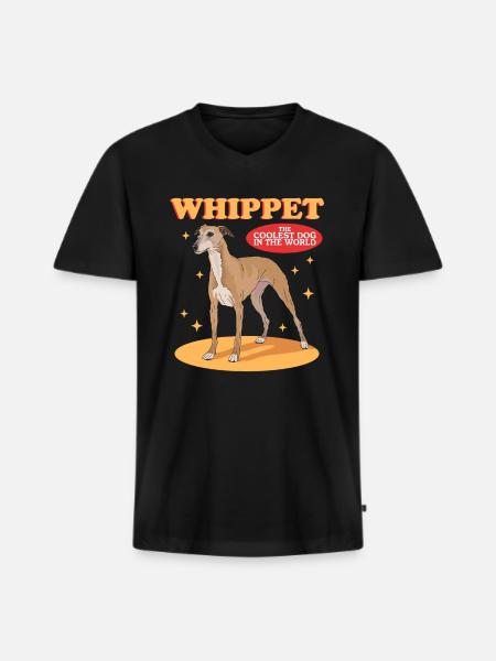 Whippet Petits Lévriers Anglais Cadeaux - T-shirt encolure en V Premium bio Homme - noir