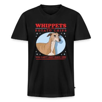 Whippet English Greyhound Gifts - Men's Premium Organic T-shirt with V-neck - black - Front - Nico (187cm)