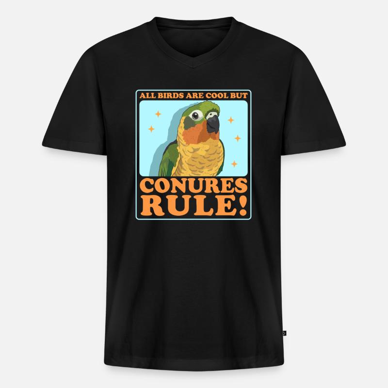 Conure Papageien Conures Geschenk - Männer Premium Bio T-Shirt mit V-Ausschnitt - Schwarz