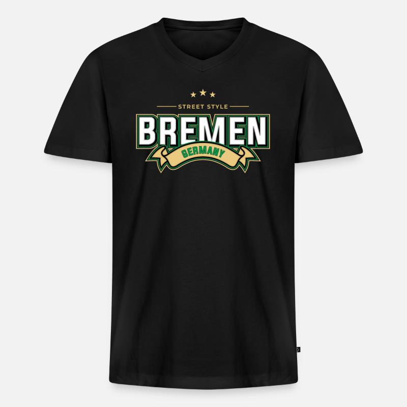Bremen - Männer Premium Bio T-Shirt mit V-Ausschnitt - Schwarz