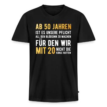 50. Geburtstag 50 Jahre Blödsinn Geschenkidee - Männer Premium Bio T-Shirt mit V-Ausschnitt - Schwarz - Vorne - Nico (187cm)