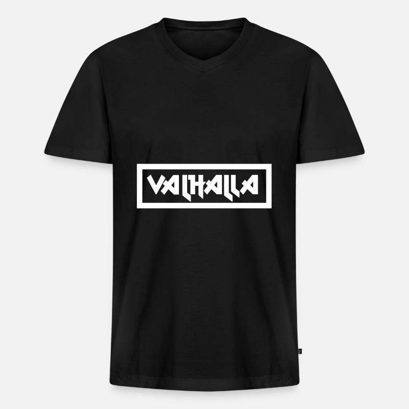 Valhalla Viking Krieger - Männer Premium Bio T-Shirt mit V-Ausschnitt - Schwarz