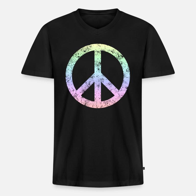 Peacezeichen / Frieden - Männer Premium Bio T-Shirt mit V-Ausschnitt - Schwarz