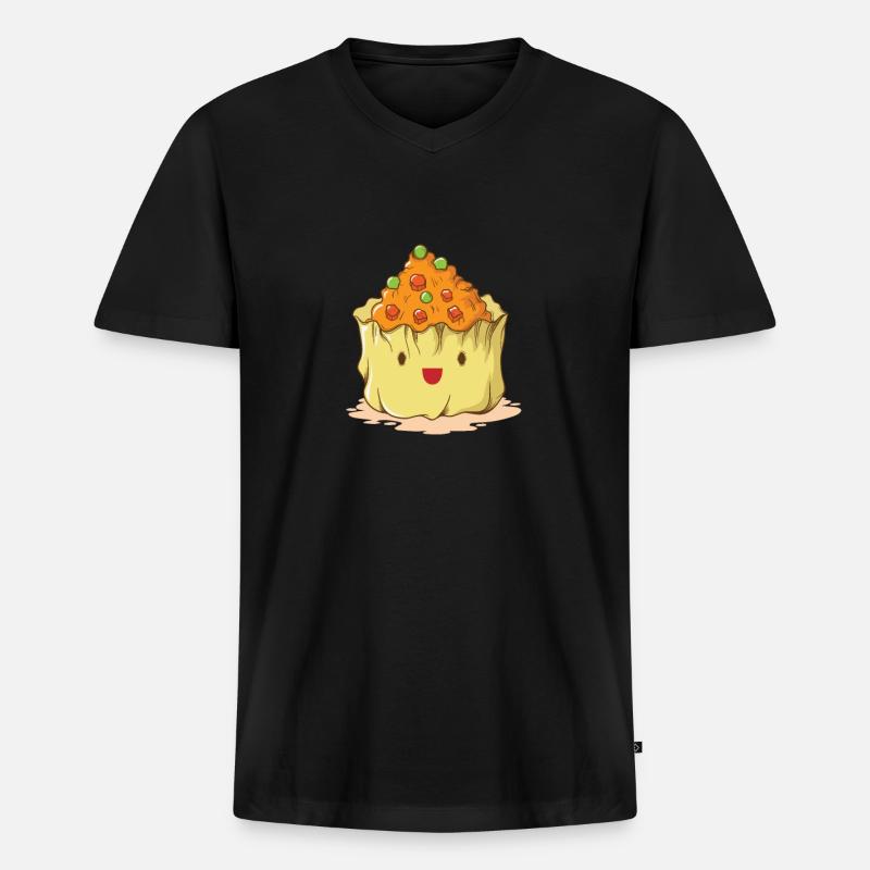 Wan Tan Teigtasche - Männer Premium Bio T-Shirt mit V-Ausschnitt - Schwarz