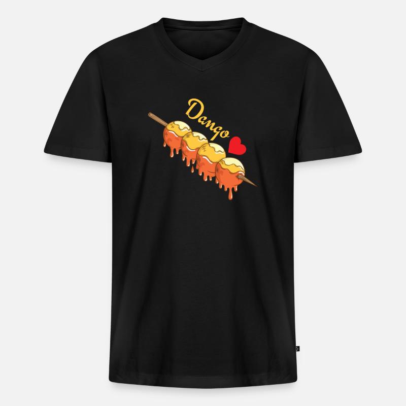 Dango mochiko Reisklößchen - Männer Premium Bio T-Shirt mit V-Ausschnitt - Schwarz