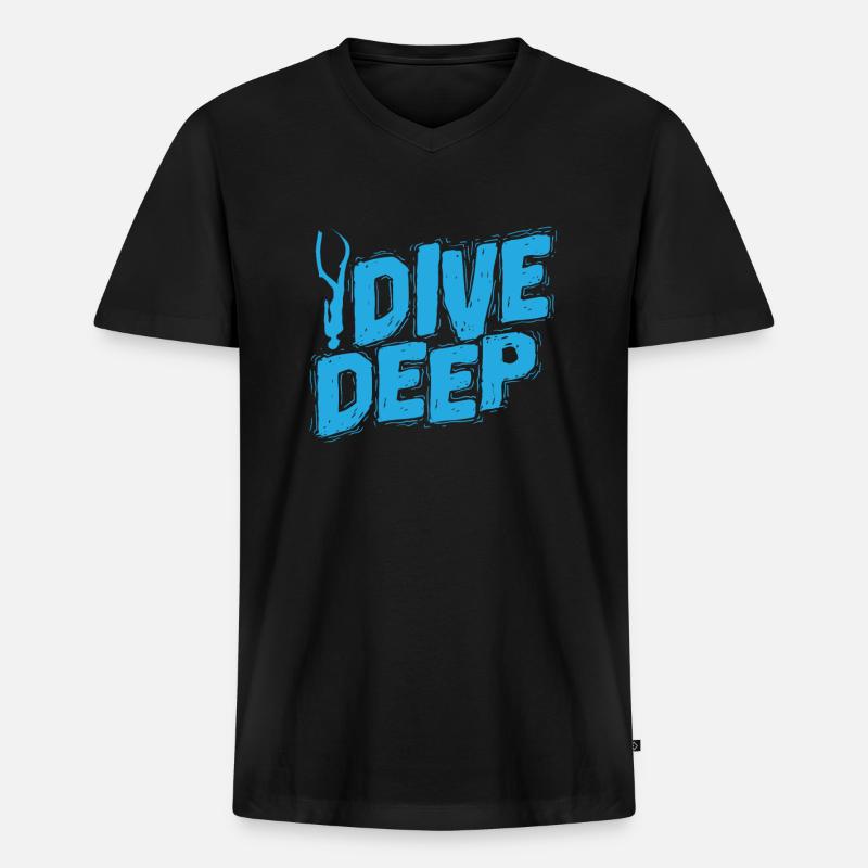 Apnoetaucher Dive Deep - Männer Premium Bio T-Shirt mit V-Ausschnitt - Schwarz