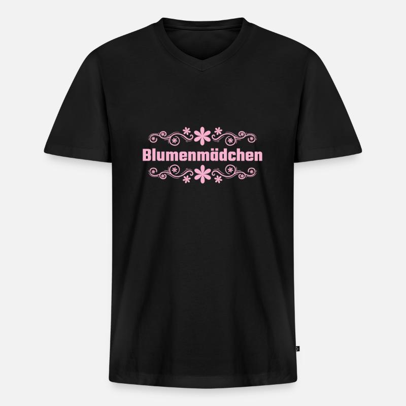 Blumenmädchen Streukörbchen Hochzeit - Männer Premium Bio T-Shirt mit V-Ausschnitt - Schwarz