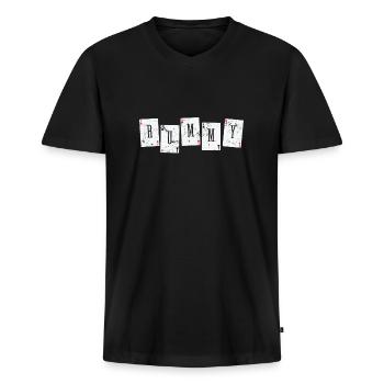 Rummy Kartenspiel Spielkarte Hobby Romme - Männer Premium Bio T-Shirt mit V-Ausschnitt - Schwarz - Vorne - Nico (187cm)
