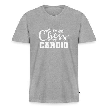 Jouer aux échecs est mon casse-tête cardio - T-shirt encolure en V Premium bio Homme - gris chiné - Devant
