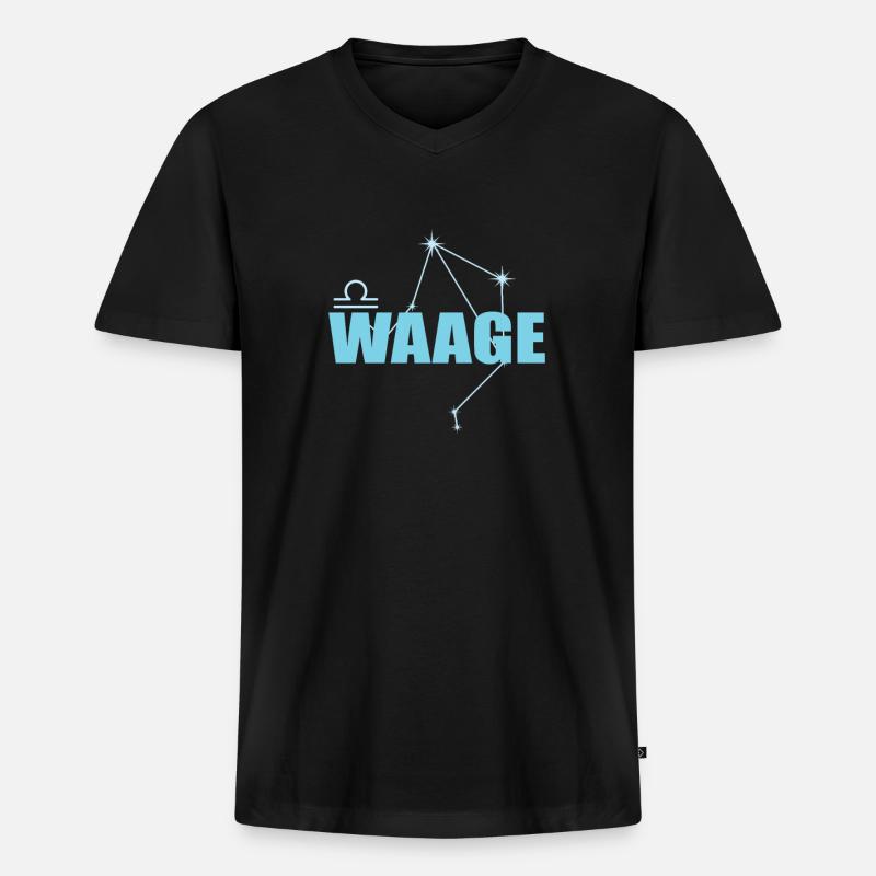 Waage Sternzeichen Libra Sternbild - Männer Premium Bio T-Shirt mit V-Ausschnitt - Schwarz