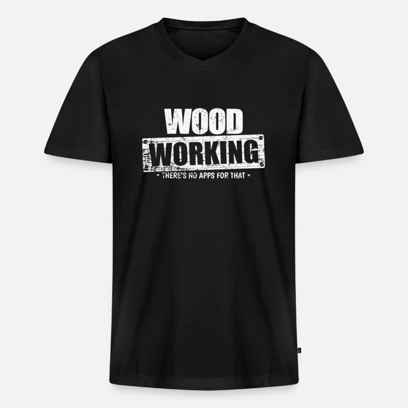 Wood Working Forstarbeiter - Männer Premium Bio T-Shirt mit V-Ausschnitt - Schwarz