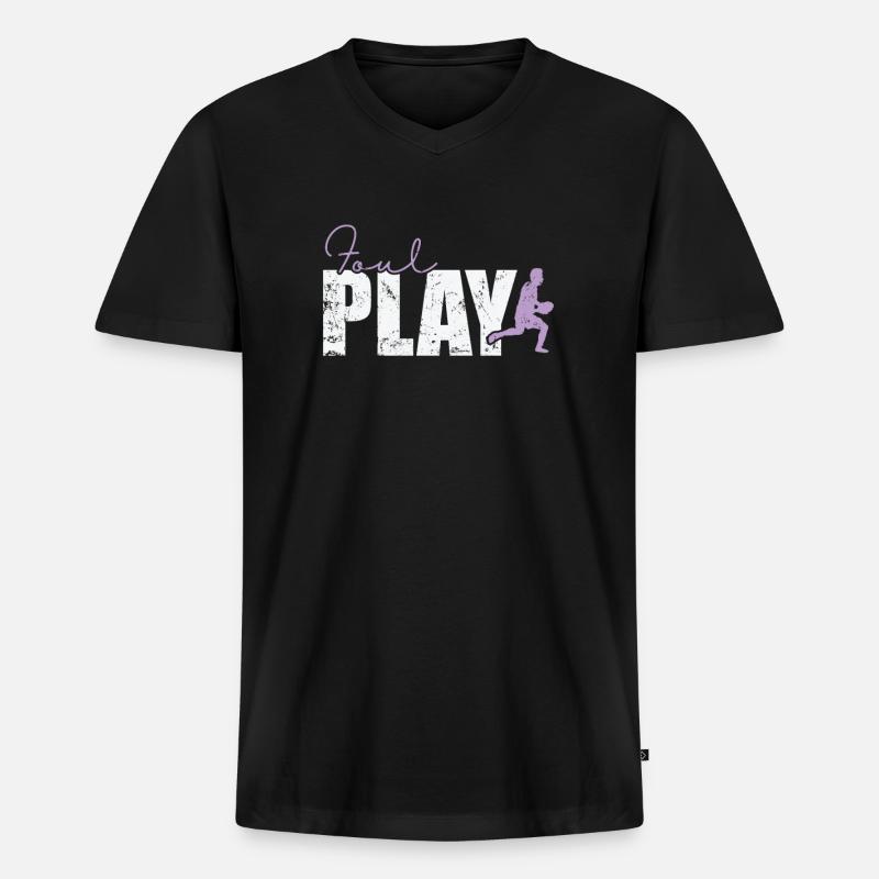 Foul Play Rugby - Männer Premium Bio T-Shirt mit V-Ausschnitt - Schwarz