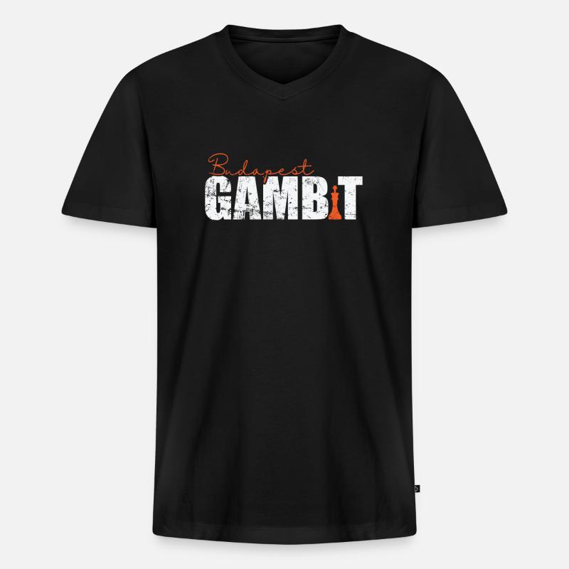 Budapester Gambit - Männer Premium Bio T-Shirt mit V-Ausschnitt - Schwarz