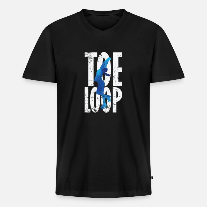 Toeloop Eiskunstlauf - Männer Premium Bio T-Shirt mit V-Ausschnitt - Schwarz