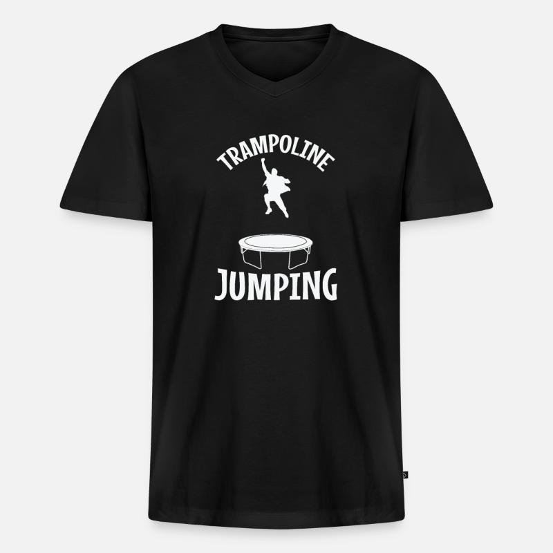 Trampoline Jumping springen Freizeit - Männer Premium Bio T-Shirt mit V-Ausschnitt - Schwarz
