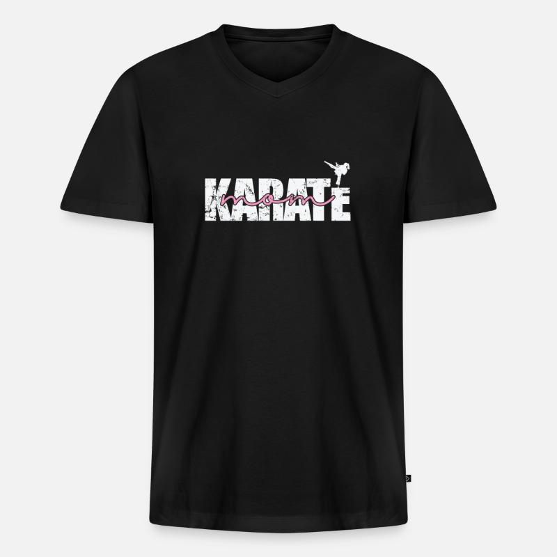 Karate Mom - Männer Premium Bio T-Shirt mit V-Ausschnitt - Schwarz