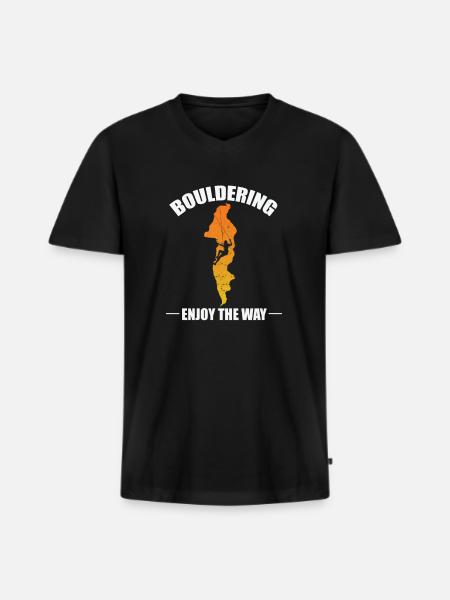 Bouldering enjoy the Way - Men's Premium Organic T-shirt with V-neck - black