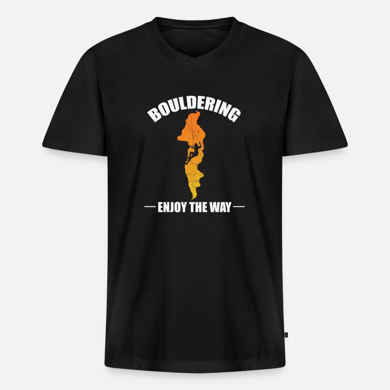 Bouldering enjoy the Way - Männer Premium Bio T-Shirt mit V-Ausschnitt - Schwarz