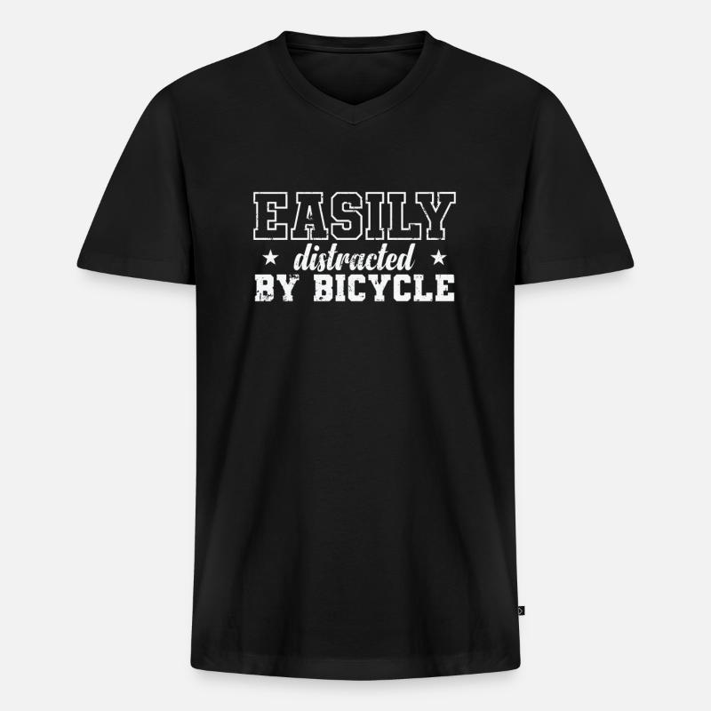 Easily distracted by Bicycle - Männer Premium Bio T-Shirt mit V-Ausschnitt - Schwarz