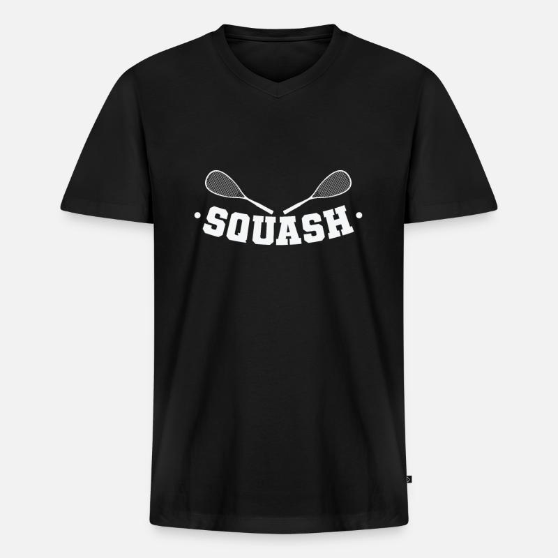 Squash spielen im Duell - Männer Premium Bio T-Shirt mit V-Ausschnitt - Schwarz