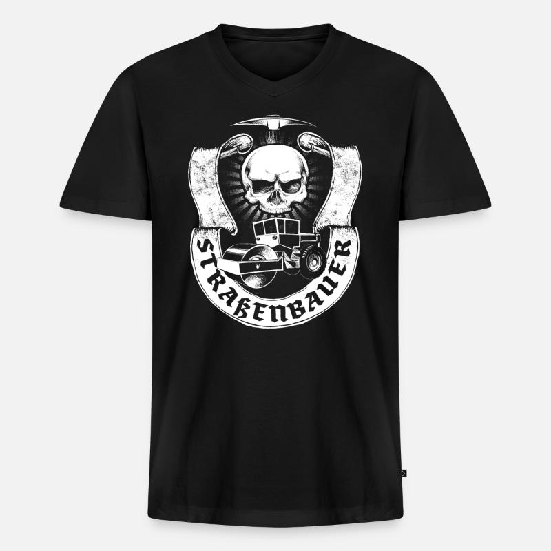 Straßenbauer - Männer Premium Bio T-Shirt mit V-Ausschnitt - Schwarz