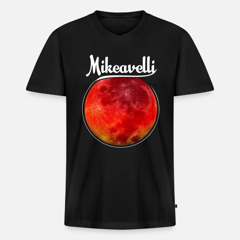 Mikeavelli Blutmond - Männer Premium Bio T-Shirt mit V-Ausschnitt - Schwarz