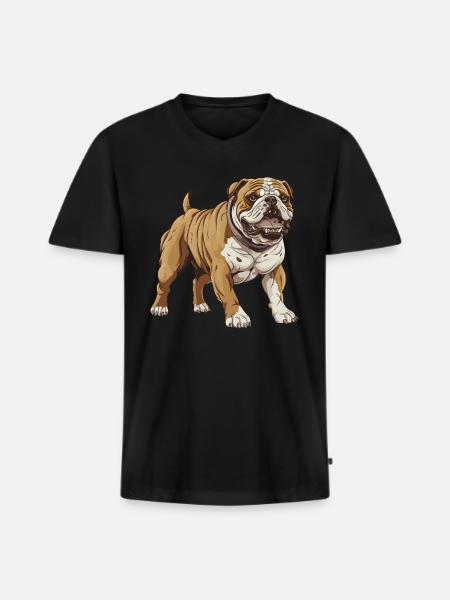 Bulldog Dog - Men's Premium Organic T-shirt with V-neck - black