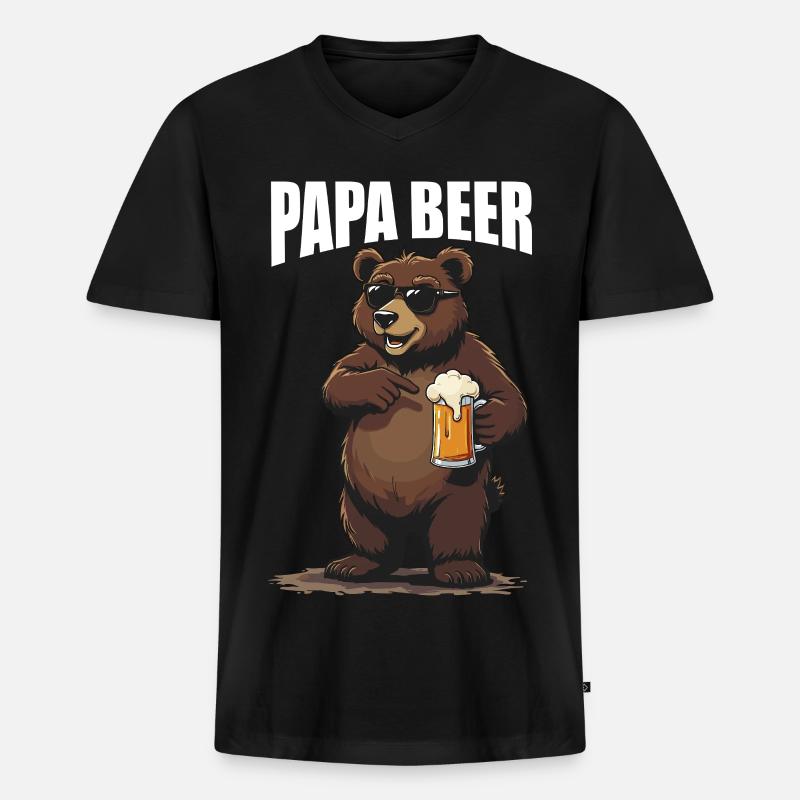 papa bier - Männer Premium Bio T-Shirt mit V-Ausschnitt - Schwarz