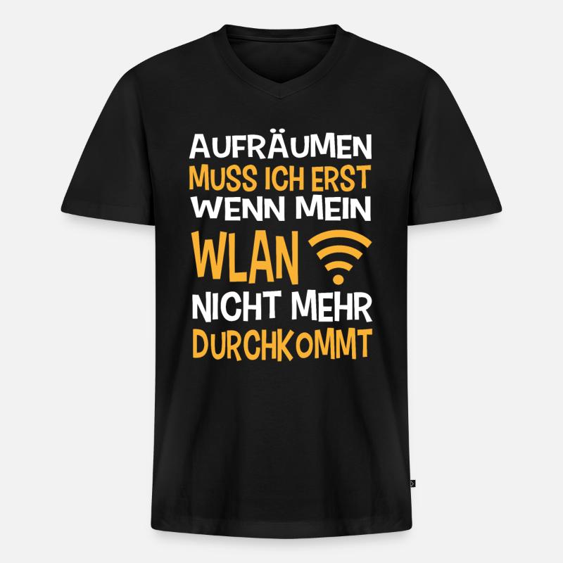 WLAN Aufräumen - Männer Premium Bio T-Shirt mit V-Ausschnitt - Schwarz