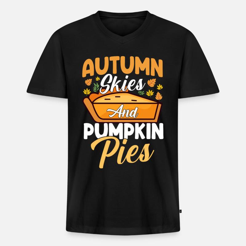 Herbst - Männer Premium Bio T-Shirt mit V-Ausschnitt - Schwarz
