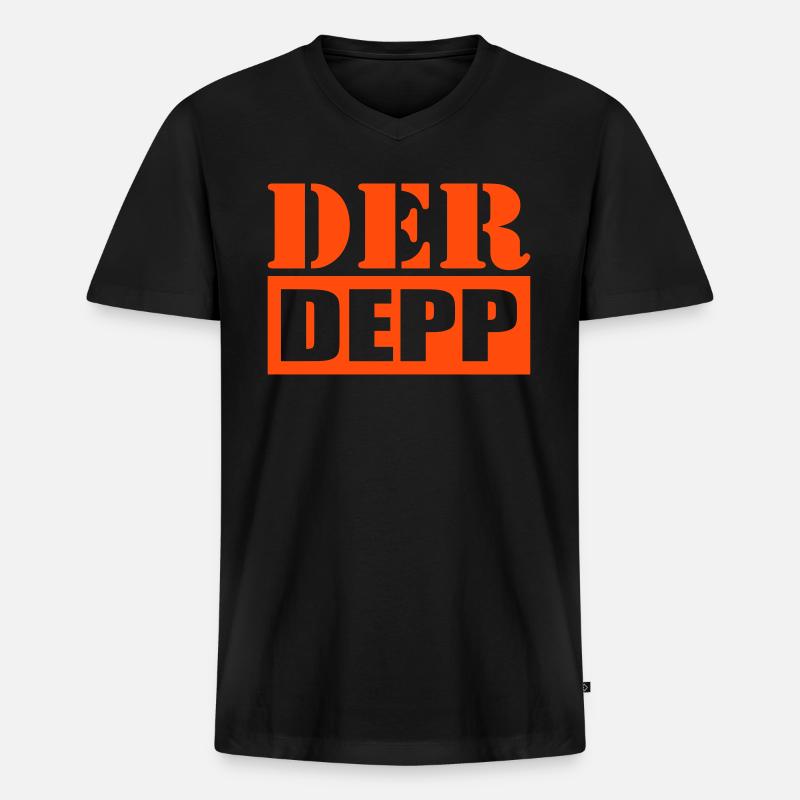 Der Depp - Männer Premium Bio T-Shirt mit V-Ausschnitt - Schwarz