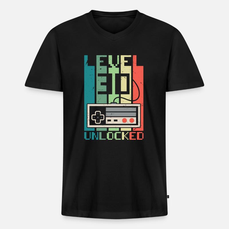 Level 30 freigeschaltet - Männer Premium Bio T-Shirt mit V-Ausschnitt - Schwarz