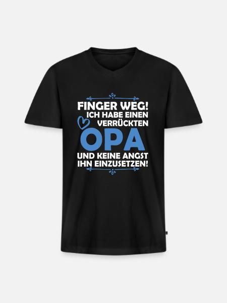 J'ai un grand-père fou - T-shirt encolure en V Premium bio Homme - noir