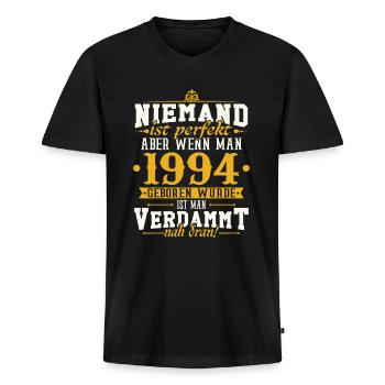 1994 Jahrgang Retro Geburtstags Geschenk - Männer Premium Bio T-Shirt mit V-Ausschnitt - Schwarz - Vorne - Nico (187cm)