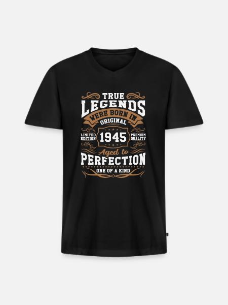 Legends Born in 1945 - Men's Premium Organic T-shirt with V-neck - black