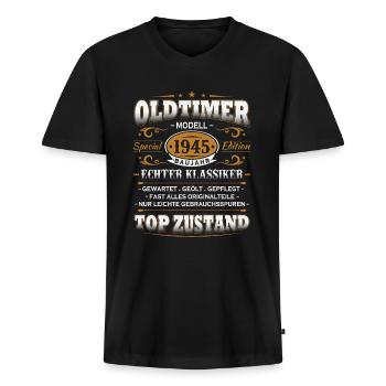 Oldtimer Baujahr 1945 Jahrgang Geburtstag Geschenk - Männer Premium Bio T-Shirt mit V-Ausschnitt - Schwarz - Vorne - Nico (187cm)