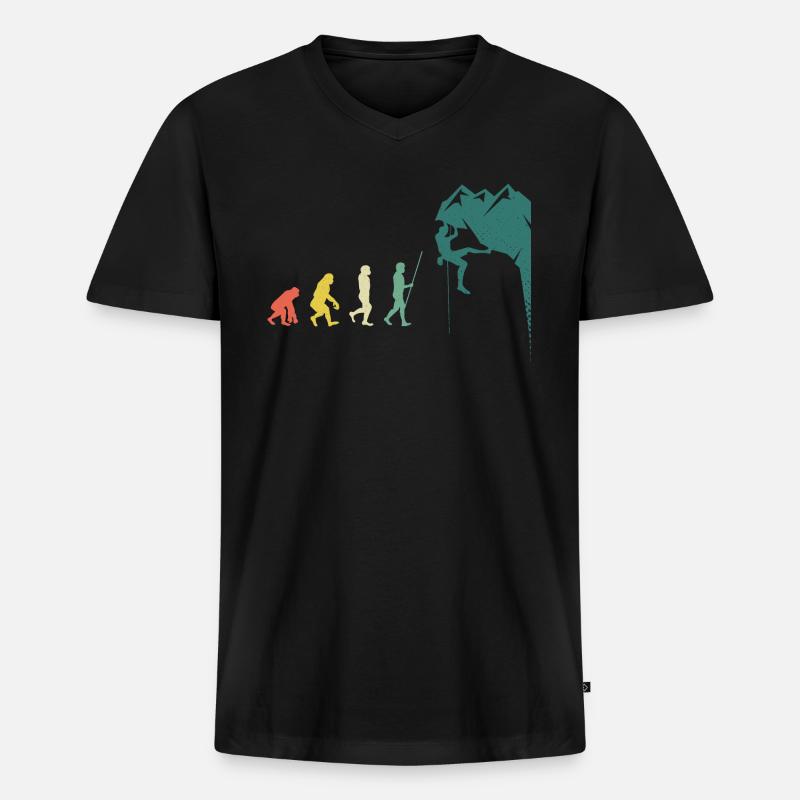 Boulderer Evolution Klettern Kletterwand - Männer Premium Bio T-Shirt mit V-Ausschnitt - Schwarz