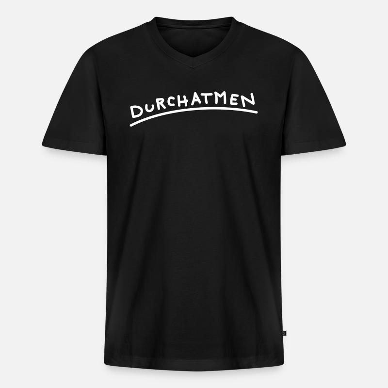 atmen - Männer Premium Bio T-Shirt mit V-Ausschnitt - Schwarz