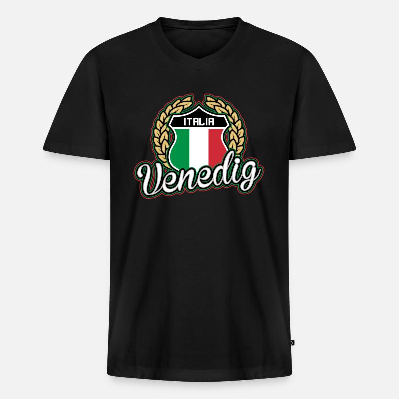 Venedig - Männer Premium Bio T-Shirt mit V-Ausschnitt - Schwarz