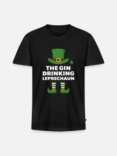 Der Gin trinkende Kobold - Männer Premium Bio T-Shirt mit V-Ausschnitt - Schwarz